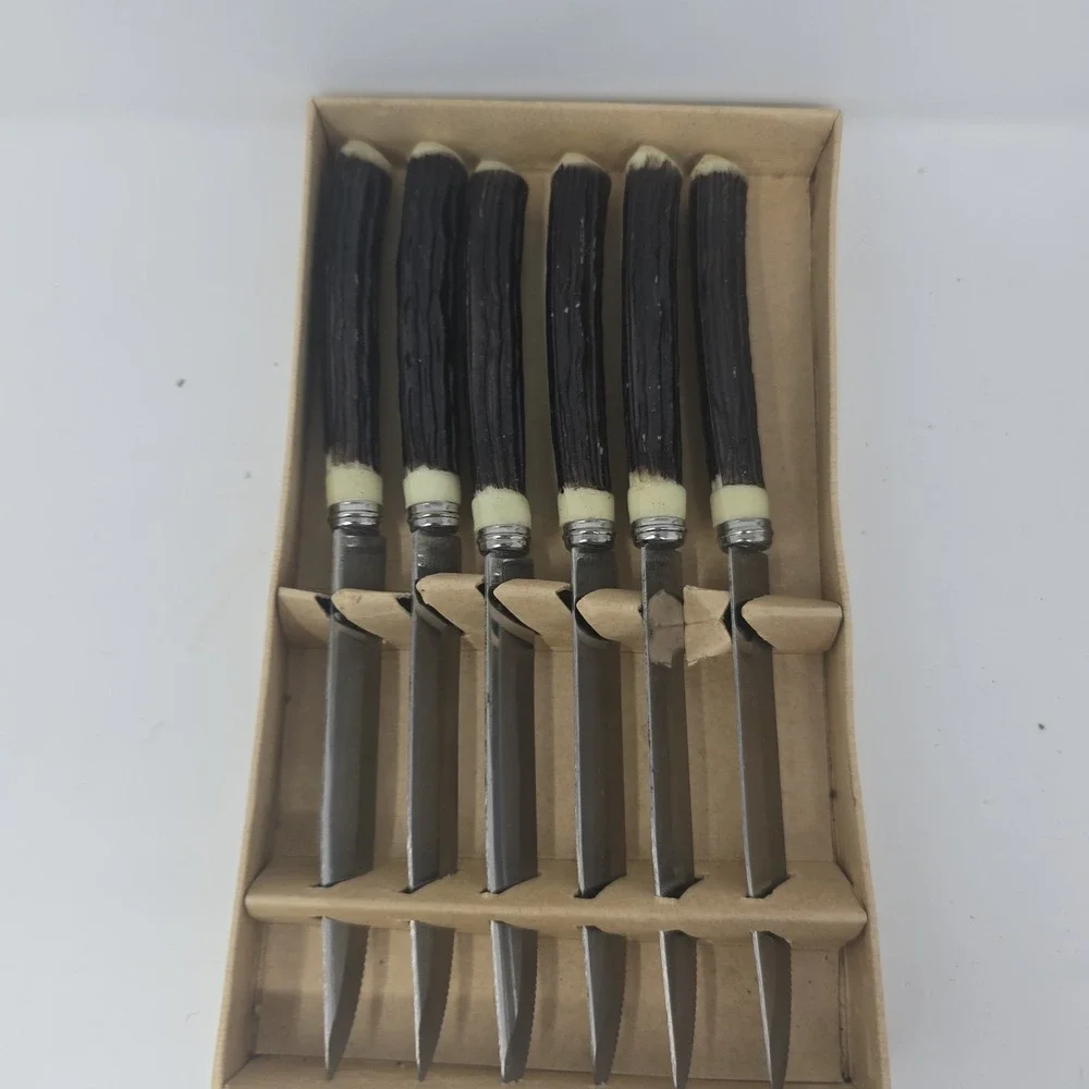 Vintage Set of 6 Hollow‎ Ground Stainless Steel Steak Knives From JAPAN